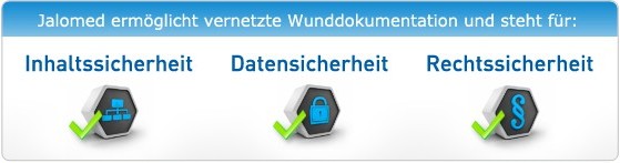 Jalomed ermglicht vernetzte Wunddokumentation und steht fr: Inhaltssicherheit | Datensicherheit | Rechtssicherheit